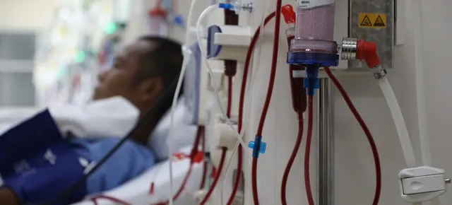 A patient resting during dialysis